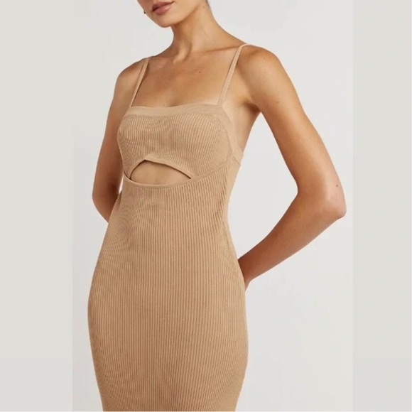 DISSH Carlie Wheat Cut Out Knit Dress Camel Tan Size Large NWT - Picture 2 of 11